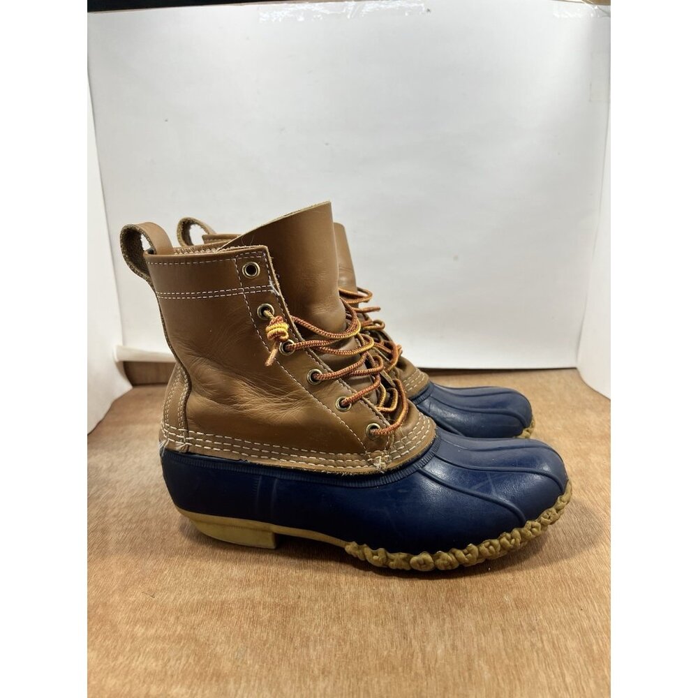 LL Bean Duck Boots Women Size 8 Rubber Moc Gum Shoes Low Top Brown Leather